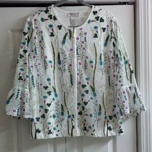 Draper's & Damon's Floral Lace 3/4 Sleeves Zip Front Jacket (NWOT)